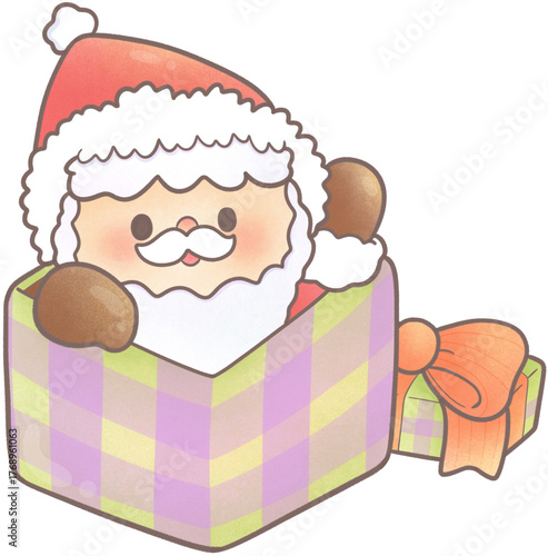 Santa claus popped out of the gift box.