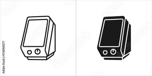Air purifier icon, line and glyph version clean air appliance symbol vector
