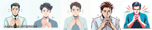 vector of a man with a nervous shaking gesture