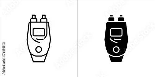 Outline and glyph icon of a stun gun for law enforcement and selfdefense