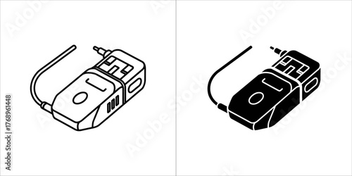 Voice recorder icon in line and glyph style for audio recording