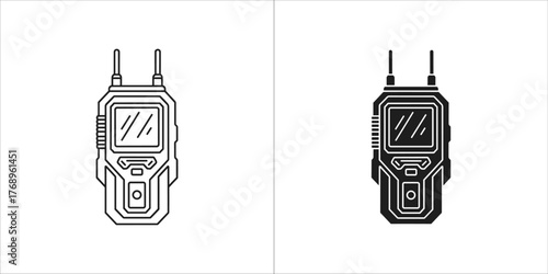 Walkie talkie icon in line and glyph style for communication and security