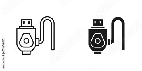 Black and white illustration of a hdmi cable