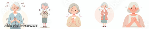 vector of a grandmother with a nervous shaking gesture