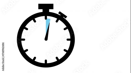 The 15 minutes, stopwatch icon. Stopwatch icon in flat style, timer on on color background. Motion graphics. 4k
