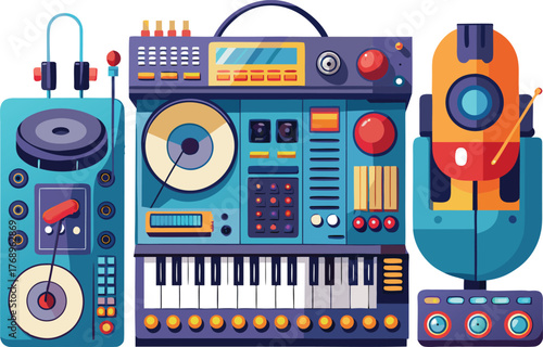 Get creative with this cool vintage synthesizer setup, perfect for a retro music project or funky sound design, ready for your next big hit song