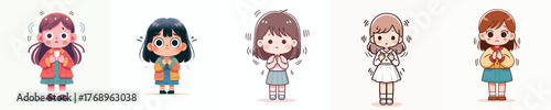 vector of a little girl with a nervous shaking gesture