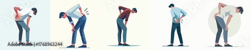 vector of a man gesturing with back pain