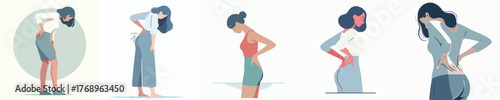 vector of a woman gesturing with back pain