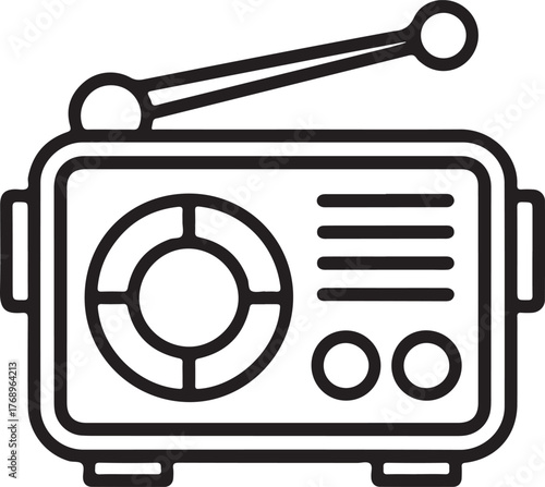 Retro portable radio with antenna and tuning dial icon