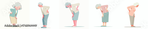 vector full body of a grandmother gesturing with back pain