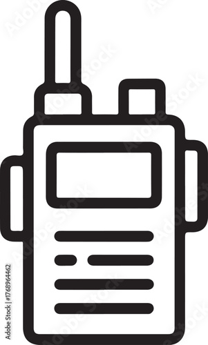 Simple line art icon of a portable two way radio communicator