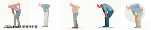 vector full body of a grandfather gesturing with back pain