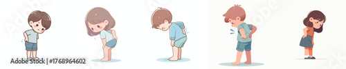 vector of a children gesturing with back pain