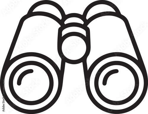 Simple outline icon of binoculars for observation and exploration
