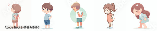 vector of a children gesturing with back pain