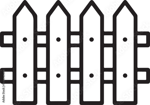 Simple outline drawing of a white picket fence section