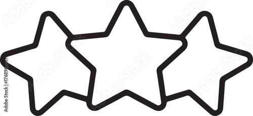 Simple hand drawn outline of three stars in a row