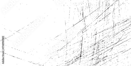 Abstract scratched texture background with black line pattern and distressed rough surface. Minimal white grunge backdrop illustration for modern graphic design. Creative artwork concept.
