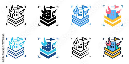 Urban warfare icon set multiple style collection 
