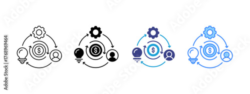 Business Model  icon set multiple style collection