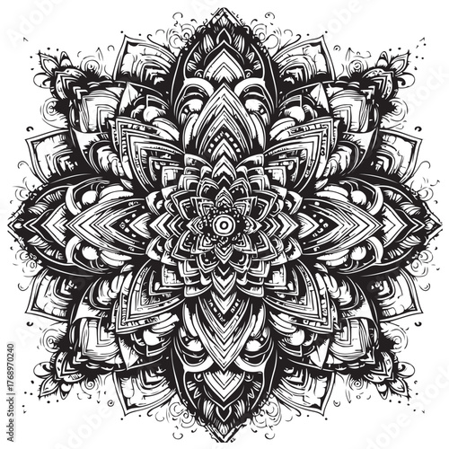 Mandala Ornament Vector Set | Black and White Floral Decorative Design