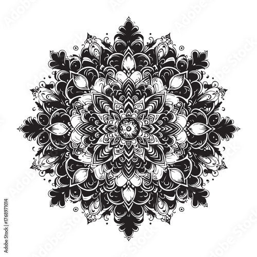 Mandala Ornament Vector Set | Black and White Floral Decorative Design
