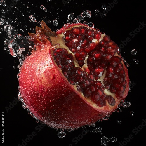 pomegranate and water splash