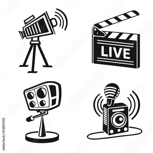 Collection of film and live broadcasting equipment