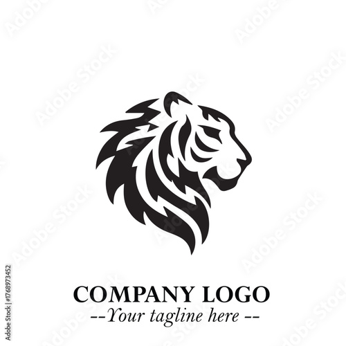 Wallpaper Mural Powerful Head of Tiger Logo Symbol in Black on White Background with Bold Modern Minimalist Design Torontodigital.ca