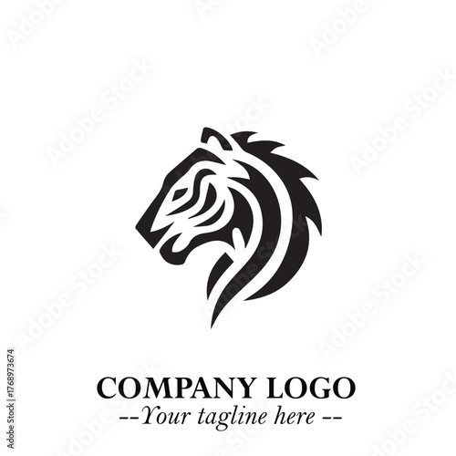 Wallpaper Mural Powerful Head of Tiger Logo Symbol in Black on White Background with Bold Modern Minimalist Design Torontodigital.ca