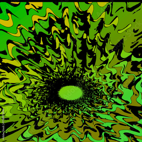 Acid Green Spiral Bloom Energetic modern pattern resembling a digital flower or cosmic eye, perfect for backgrounds or design textures.