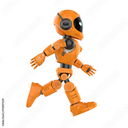 Robotic personal assistant walking on white background