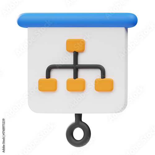 3D Rendered Business Presentation Board Organization Chart Diagram Graphic