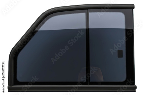 Tinted glass side window for a van with a sliding panel isolated on a transparent background