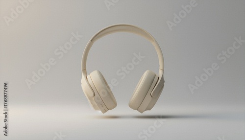 Beige Wireless Headphones Still Life