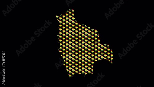 Bolivia map animation. Shape of the country with pattern 