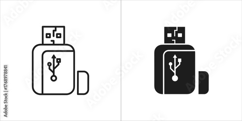 Usb flash drive icon, data storage device vector illustration of drive