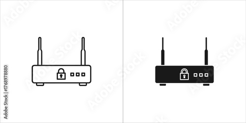 Secure wireless router icon, internet security vector illustration of router