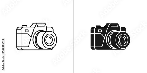 Camera line icon digital camera photography and videography equipment