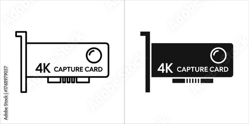 4k capture card line icon video capture card streaming and recording device
