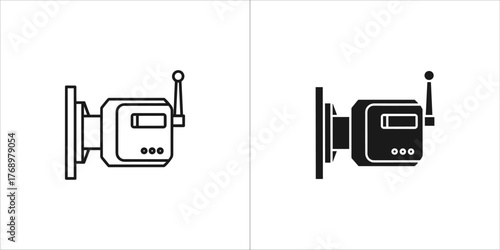 Gas meter icon set device for measuring the volume of natural gas consumption