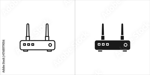 Wireless router icon set modern wifi router with antenna for home or office network
