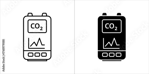 Co2 meter icon, carbon dioxide meter vector illustration in line and glyph style
