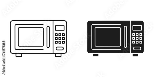 Microwave oven icon, representing kitchen appliance and food preparation