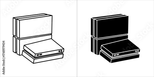 Illustration of a stack of books, showcasing a simple and clean design style