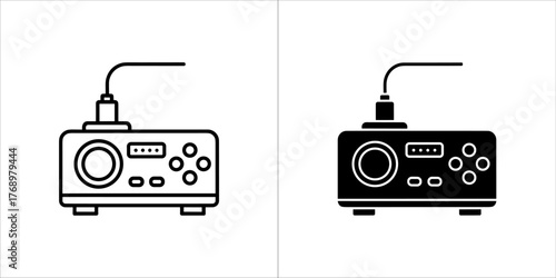 Εκτύπωση καμβά Line and solid icon of a signal generator, a versatile electronic tool