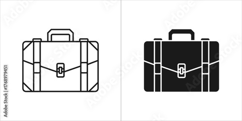 Line and solid icon of a briefcase, a symbol of business and professionalism
