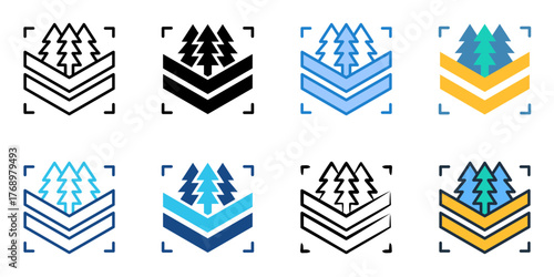 Jungle warfare icon set multiple style collection 
