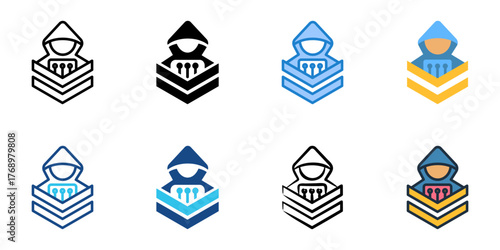 Cyber warfare icon set multiple style collection 
